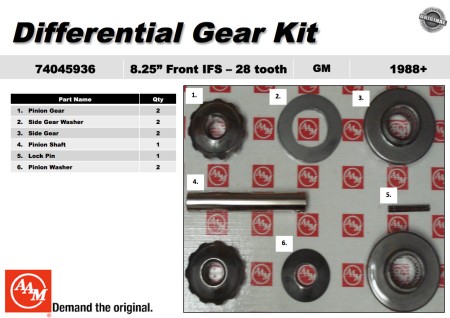 OEM Spider Gear Kit- 74045936 88-12 Silverado Sierra Yukon 8.25" IFS Front Axle