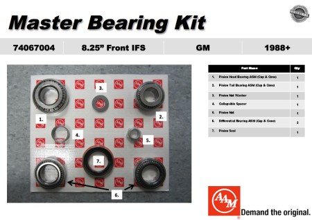 OEM Master Differential Bearing Kit 74067004 88-11 Silverado Tahoe 8.25" Axle