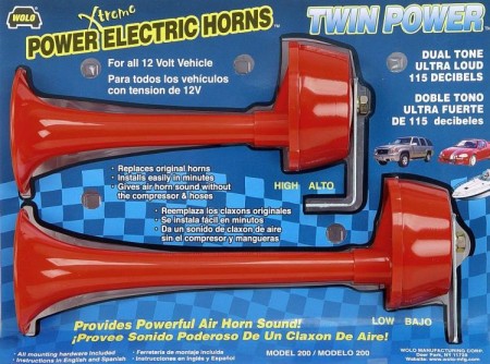 Twin Power Dual Trumpet Electric Vehicle Horns - Wolo Model# 200