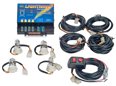 Wolo Lightning 4 Outlet Strobe Light Kit Clear & Blue, 6 Flash Patterns