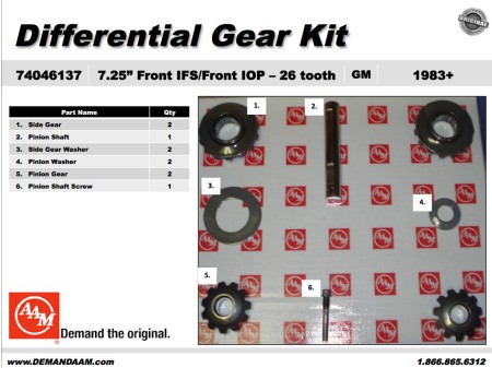 OEM Spider Gear Kit 74046137 Blazer Astro Jimmy S10 7.25" Front Axle IFS