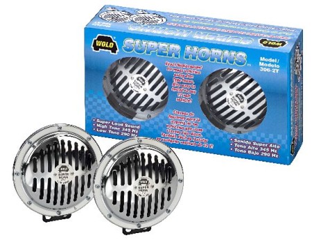 Super Horns Twin Chrome Plated Electric Horns - Wolo Model# 306-2T