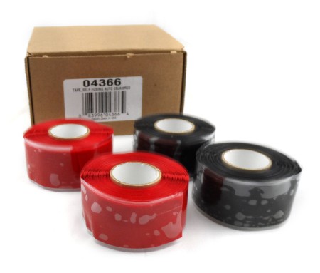 Four 10' Rolls Self-Fusing Tape - Two Black & Two Red, Deka 04366, USA MADE