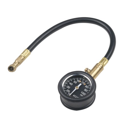 Heavy Duty Dial Gauge with Bleed Valve, 5-100 PSI - Accutire# MS-5010