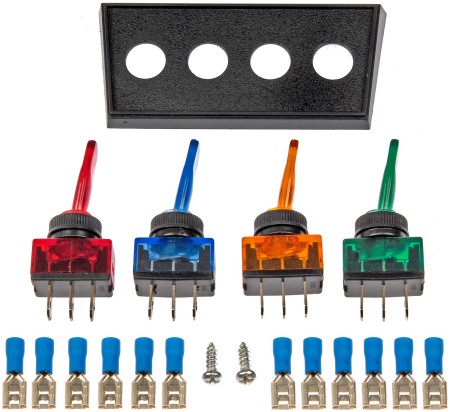 Lever Multiple Toggle Kit 4 Switches: Red, Blue, Amber and Green - Dorman# 86922