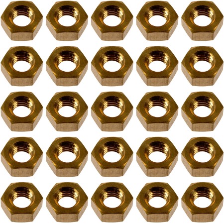 25 Hex Nuts - Metric Brass - M8-1.25x6 - (Dorman #680-152)