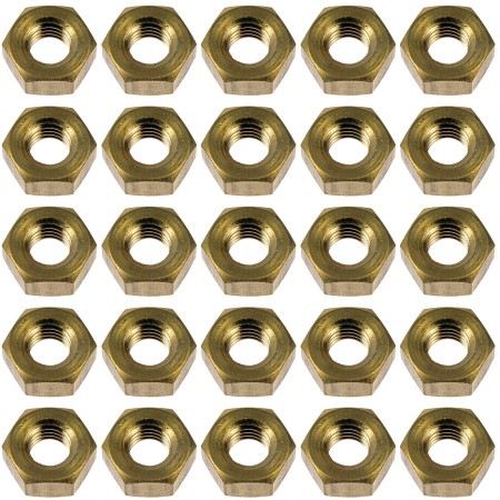 25 Hex Nuts - Metric Brass - M10-1.5x65 - Hex 13.85 mm (Dorman #680-155)