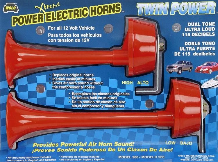Twin Power Dual Trumpet Electric Vehicle Horns - Wolo Model# 200 ~ Auto  Parts Online