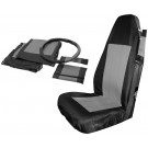 Front Seat Cover Set (Black/Gray) w/ Belt Pads & Wheel Cover - Crown# SC10021