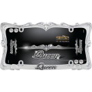 Queen License Plate Frame, Chrome/Clear w/fastener caps - Cruiser# 22630