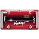 Vintage License Plate Frame, Red/Chrome w/fastener caps - Cruiser# 58463