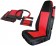 Front Seat Cover Set (Black/Red) w/ Belt Pads & Wheel Cover - Crown# SC10030